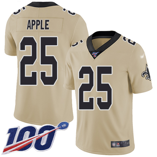Men New Orleans Saints Limited Gold Eli Apple Jersey NFL Football #25 100th Season Inverted Legend Jersey